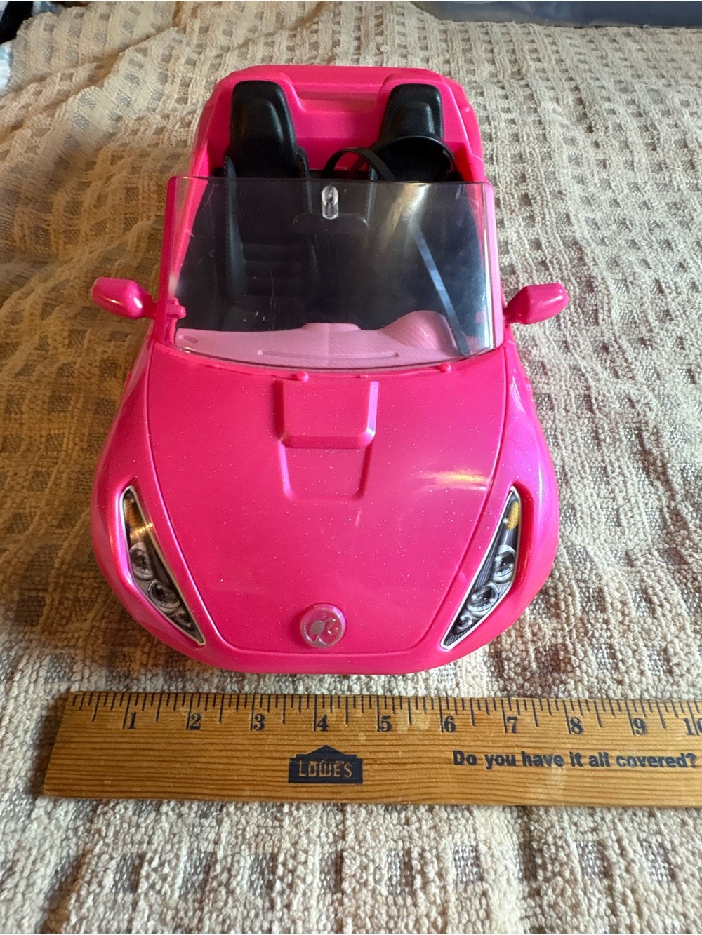 Barbie Hot Pink Convertible Toy Car with Black Seats